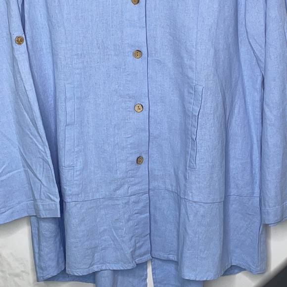 Linen blend Blue Shirt (L/XL) - Picture 4 of 13